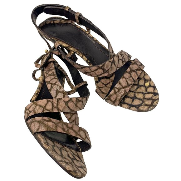 Retro GIVENCHY‎ Taupe Alligator Leather Slingback Sandal Heels
